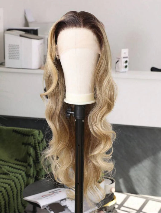 Blonde Ombre Wavy Human Hair Wig