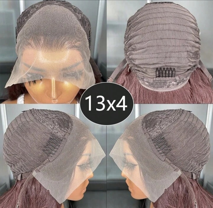Luxurious Wavy Human Hair Wig - Rich Burgundy Brown (Glueless)