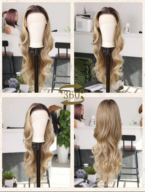 Blonde Ombre Wavy Human Hair Wig