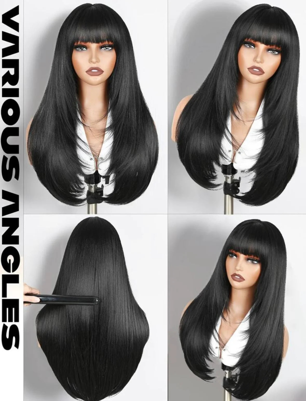 Effortless Glam Glueless Wig with Bangs