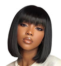 Short Bob Straight Human Hair Wig with Bangs